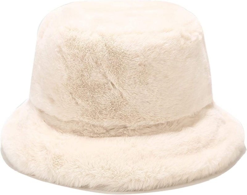 BEARUN Winter Faux Fur Furry Bucket Hat Fluffy Fuzzy Warm Hat Plush Fisherman Hat for Women Men Teens Girls - Image 1
